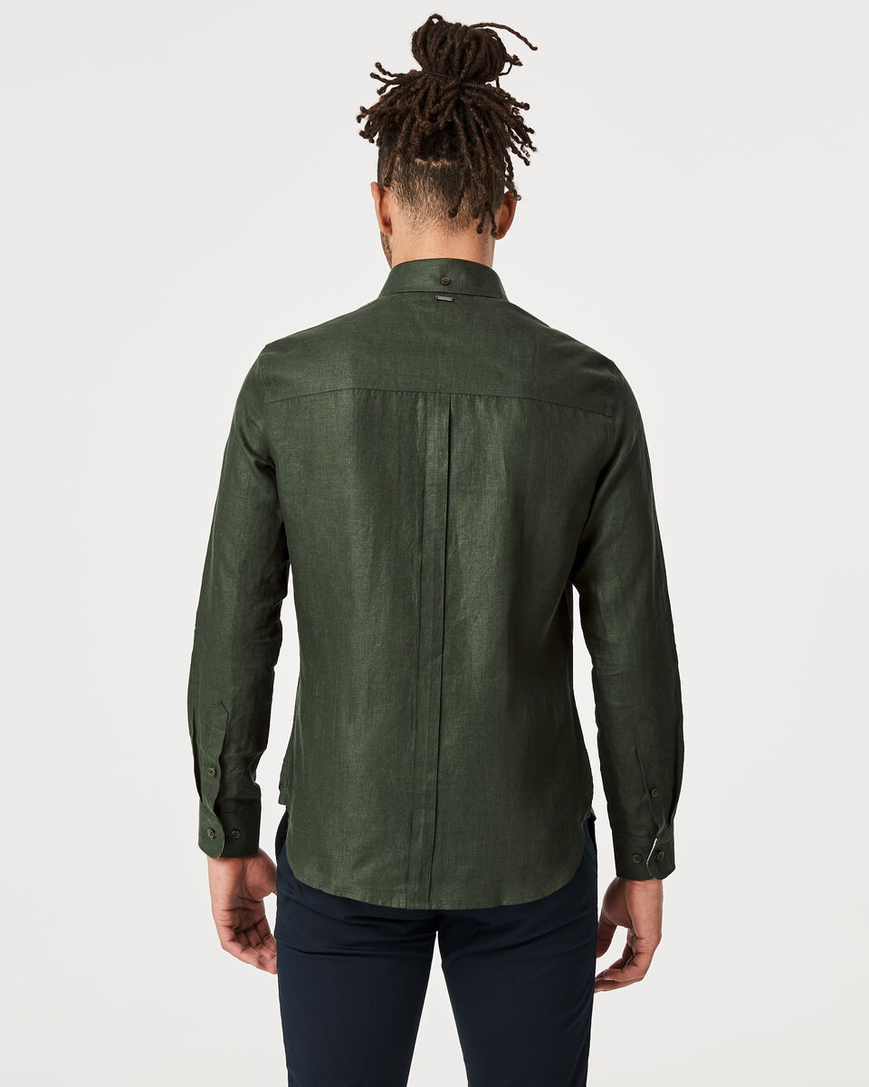 Singh Linen Long Sleeve Shirt, Khaki, hi-res